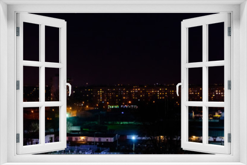 Fototapeta Naklejka Na Ścianę Okno 3D - View on the midnight city Kremenchug, Ukraine