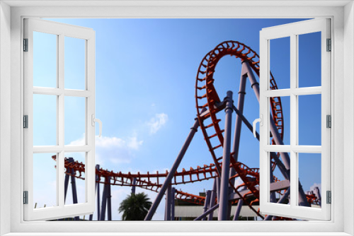 Fototapeta Naklejka Na Ścianę Okno 3D - roller coaster with blue sky