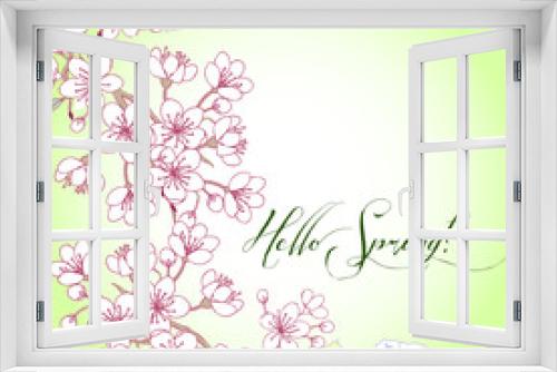 Fototapeta Naklejka Na Ścianę Okno 3D - Background with sakura. Hand drawn spring blossom trees