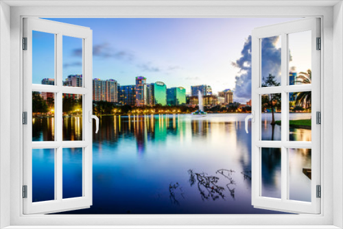 Fototapeta Naklejka Na Ścianę Okno 3D - Sunset Lake Eola in Downtown Orlando