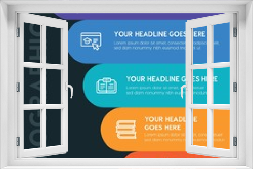 Flat education infographic steps template with 5 options for presentations, advertising, annual reports...