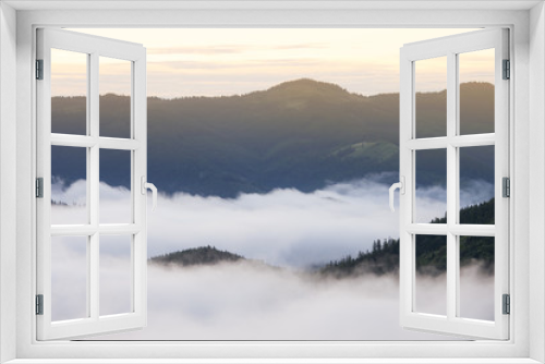 Fototapeta Naklejka Na Ścianę Okno 3D - Sunrise at foggy Smoky Mountain National Park panoramic landscape