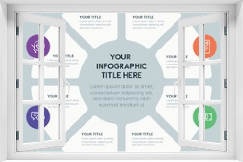 Circle chart business, money infographic template with 8 options for presentations, advertising, annual reports