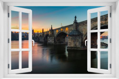 Fototapeta Naklejka Na Ścianę Okno 3D - Famous iconic image of Charles bridge, Prague, Czech Republic. Concept of world travel, sightseeing and tourism.