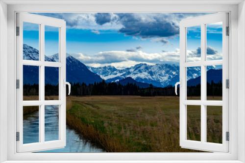 Fototapeta Naklejka Na Ścianę Okno 3D - Blick auf den Murnauer Moos mit den Alpen im Hintergrund
