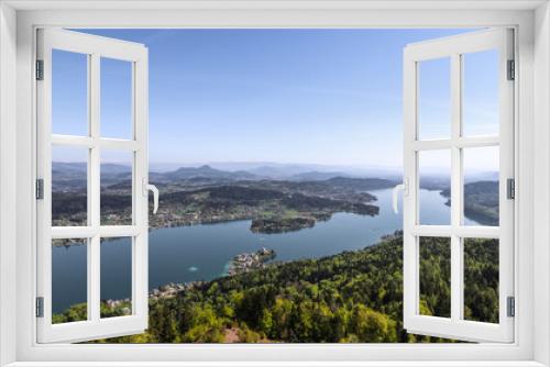 Fototapeta Naklejka Na Ścianę Okno 3D - Lake Woerth Panorama View From Pyramidenkogel In Carinthia Austria