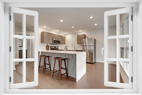 New modern apartment with grey kitchen