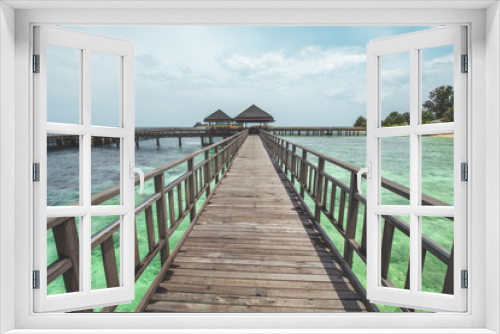 Fototapeta Naklejka Na Ścianę Okno 3D - Wooden Pier at Tropical Beach