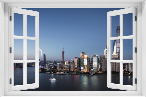 Fototapeta Naklejka Na Ścianę Okno 3D - shanghai skyline in sunset