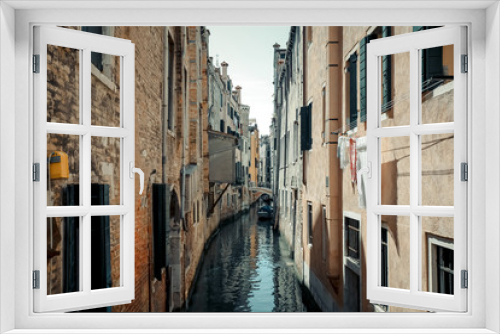 Fototapeta Naklejka Na Ścianę Okno 3D - Water roads and Gondola in Venice city, Venezia architecture, and canals in Italy, cityscape, historic europe, landmark