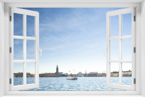 Fototapeta Naklejka Na Ścianę Okno 3D - Beautiful scenic panorama of the Old City (Gamla Stan) cityscape pier architecture with historic town houses with colored facade in Stockholm, Sweden. Creative landscape photography