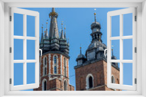 Fototapeta Naklejka Na Ścianę Okno 3D - Basilique Sainte-Marie sur la Place Rynek Głowny à Cracovie