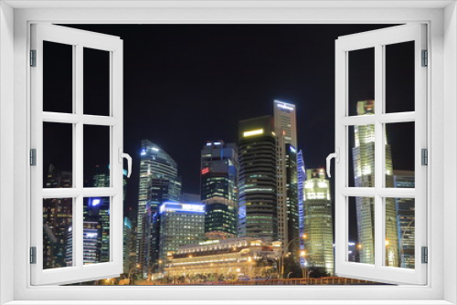 Fototapeta Naklejka Na Ścianę Okno 3D - Singapore Skyline night