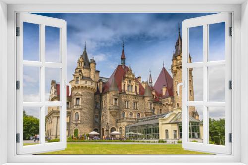 Fabulous castle in Moszna, near Opole, Silesia, Poland.