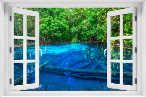 Fototapeta Naklejka Na Ścianę Okno 3D - Beautiful Emerald pool in deep Forest at Krabi THAILAND