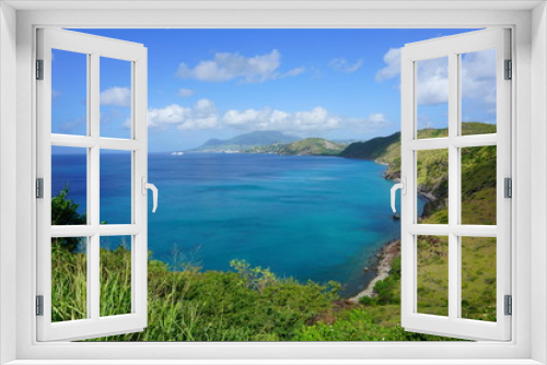 Fototapeta Naklejka Na Ścianę Okno 3D - Landscape view of Basseterre Bay in the Caribbean Sea in the Christophe Harbour area in the island of St Kitts, St Kitts and Nevis