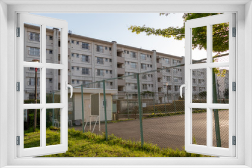 Fototapeta Naklejka Na Ścianę Okno 3D - Takesato Complex apartment in Kasukabe City, Saitama Prefecture, Japan