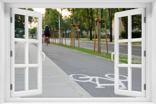 Fototapeta Naklejka Na Ścianę Okno 3D - Bicycle road sign on asphalt. Ciąg pieszo-rowerowy.