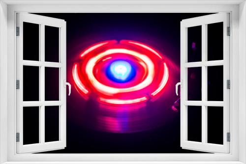Fototapeta Naklejka Na Ścianę Okno 3D - Turntable playing vinyl with glowing abstract lines concept on dark background