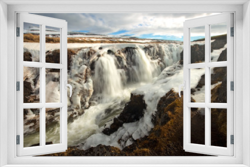 Fototapeta Naklejka Na Ścianę Okno 3D - Kolufossar Waterfall, Kolugljúfur Canyon, Iceland in Winter