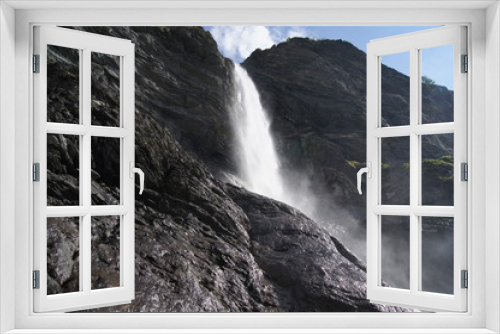 Fototapeta Naklejka Na Ścianę Okno 3D - Wasserfall Weisstannental Switzerland