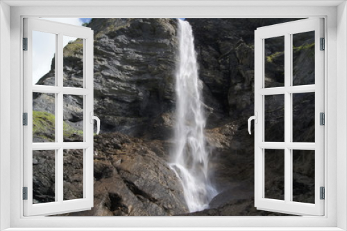 Fototapeta Naklejka Na Ścianę Okno 3D - Waterfall Weisstannental Suisse