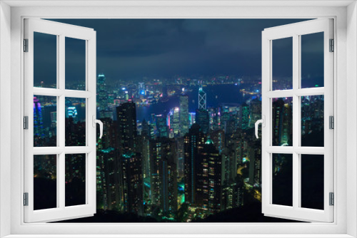 Fototapeta Naklejka Na Ścianę Okno 3D - Night-view on Hong Kong and Victoria harbour in futuristic style 