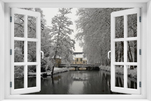 Fototapeta Naklejka Na Ścianę Okno 3D - parc sous la neige