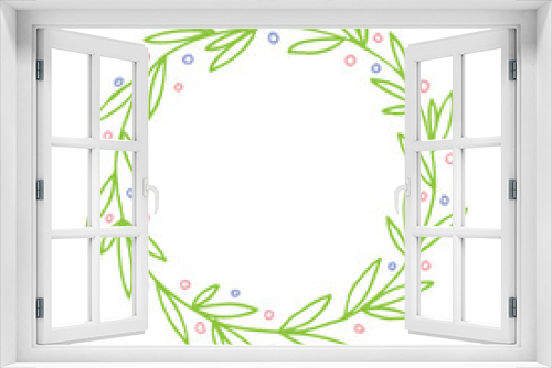 Fototapeta Naklejka Na Ścianę Okno 3D - Vector illustration of hand drawn green foliage wreath