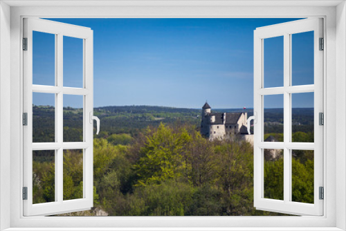 Ruins of a Gothic castle in Bobolice, Poland. Castle in the village of Bobolice, Jura Krakowsko-Czestochowska. Castle in eagle nests style. Built during the reign of  Kazimierz Wielki.