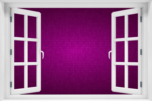 Abstract background of zeros ad ones in purple colors.