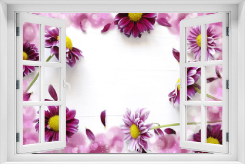 Fototapeta Naklejka Na Ścianę Okno 3D - Flowers frame background, copy space