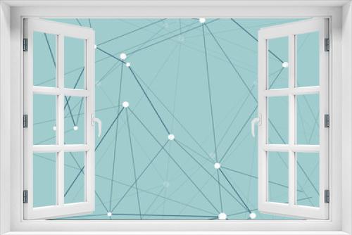 Fototapeta Naklejka Na Ścianę Okno 3D - Abstract mess network design. Futuristic connected dots and lines molecular pattern. Vector background