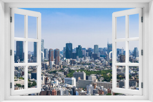 Fototapeta Naklejka Na Ścianę Okno 3D - 東京　青空と都市風景　パノラマ