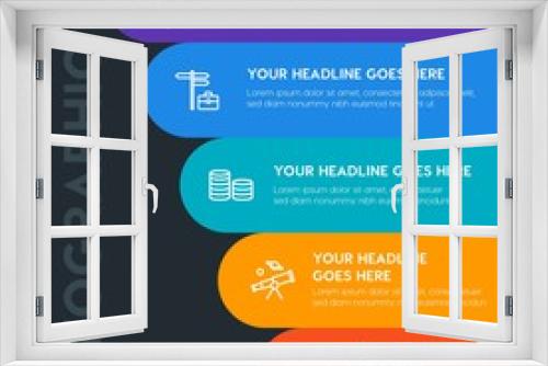 Flat money, time, education infographic steps template with 5 options for presentations, advertising, annual reports.