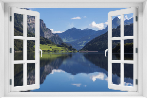 Fototapeta Naklejka Na Ścianę Okno 3D - Mountain lake Klontalersee. Glarus Canton.  Switzerland.