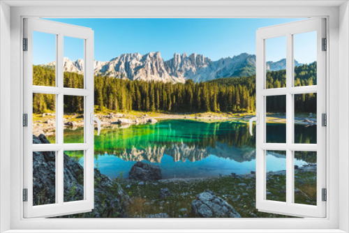 Fototapeta Naklejka Na Ścianę Okno 3D - Carezza lake in Dolomites, Italy