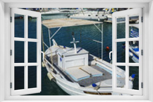 Fototapeta Naklejka Na Ścianę Okno 3D - Greece, Athens, April 2018. Moored pleasure yachts and fishing boats in the Venetian bay. 