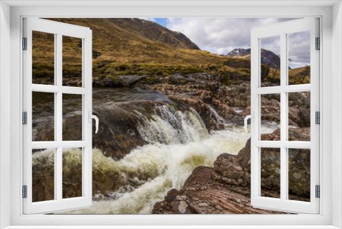 Fototapeta Naklejka Na Ścianę Okno 3D - Waterfall on the River Etive, in Glen Etive, Highlands, Scotland