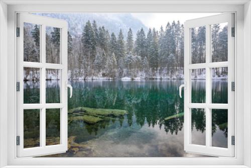 Fototapeta Naklejka Na Ścianę Okno 3D - Lake Christlessee in winter at trettach valley near oberstdorf, idyllic south bavarian landscape in Germany