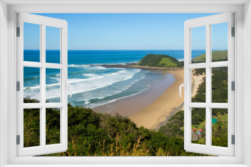 Fototapeta Naklejka Na Ścianę Okno 3D - Beach of Coffee Bay on the Wild Coast in Eastern Cape, South Africa, as seen from the top of a cliff