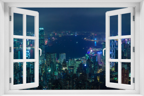 Fototapeta Naklejka Na Ścianę Okno 3D - Cyberpunk Hong Kong view on Victoria Bay