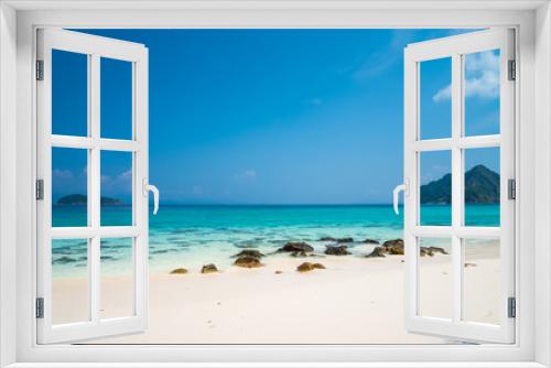 Fototapeta Naklejka Na Ścianę Okno 3D - Beautiful tropical island white sand beach blue sky sunny day - Summer breeze holiday