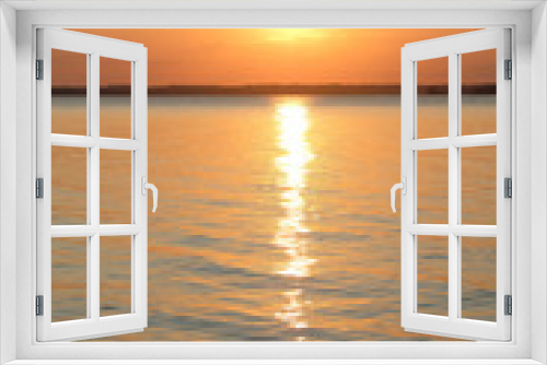 Fototapeta Naklejka Na Ścianę Okno 3D - Beautiful bright orange summer sunset on the sea. Sun and solar