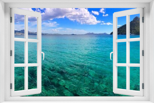 Fototapeta Naklejka Na Ścianę Okno 3D - Panorama of a crystal clear blue ocean at Playa de Formentor, Mallorca, Spain