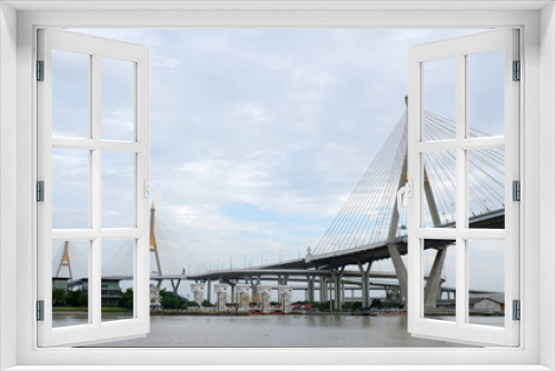 Fototapeta Naklejka Na Ścianę Okno 3D - view of Bhumibol Bridge,Thailand