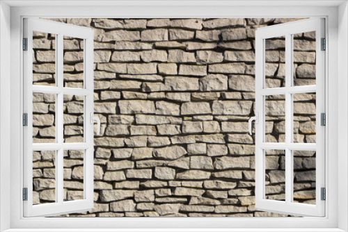 Fototapeta Naklejka Na Ścianę Okno 3D - Dry stone wall texture background