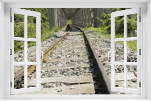 Fototapeta Naklejka Na Ścianę Okno 3D - voie ferrée et pont
