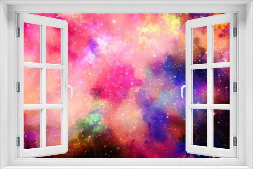 Fototapeta Naklejka Na Ścianę Okno 3D - Star field in galaxy space with nebulae, abstract watercolor digital art painting for texture background