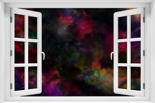 Fototapeta Naklejka Na Ścianę Okno 3D - Star field in galaxy space with nebulae, abstract watercolor digital art painting for texture background